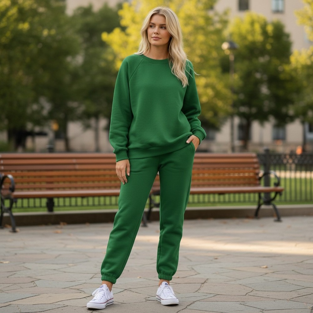 Colsie Green Lounge Set Sweatshirt (L) and Joggers(M) Fleece Lined
